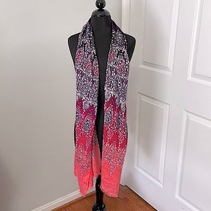 Talbots scarf, purple/coral/blue, floral and teardrop design! Spring accessory!